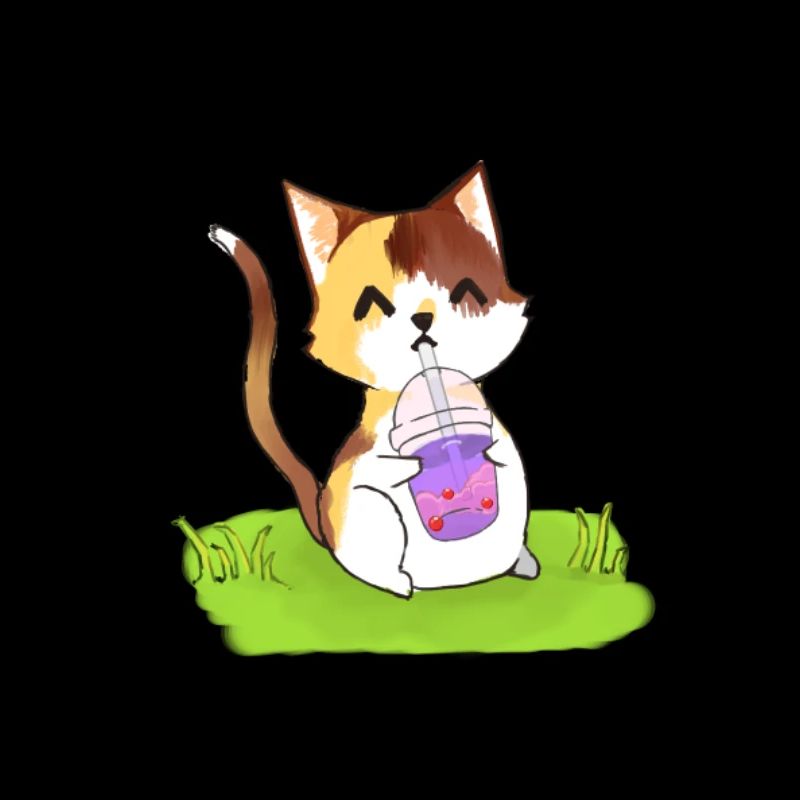 Cat Drinking Bubbletea