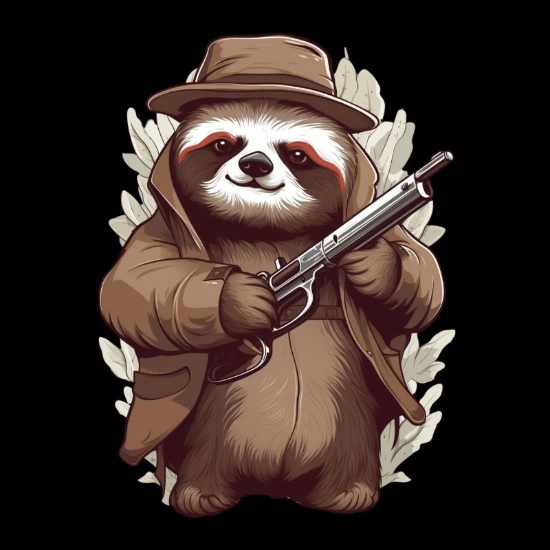 Funny sloth with gun