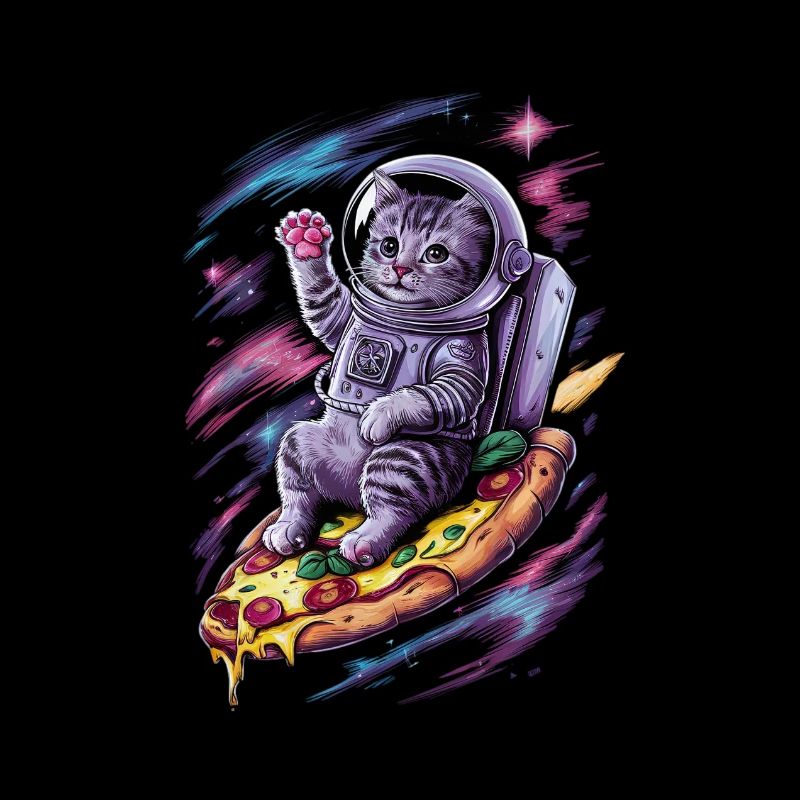 Galaxie de chat sur pizza Vol Aventure spatiale