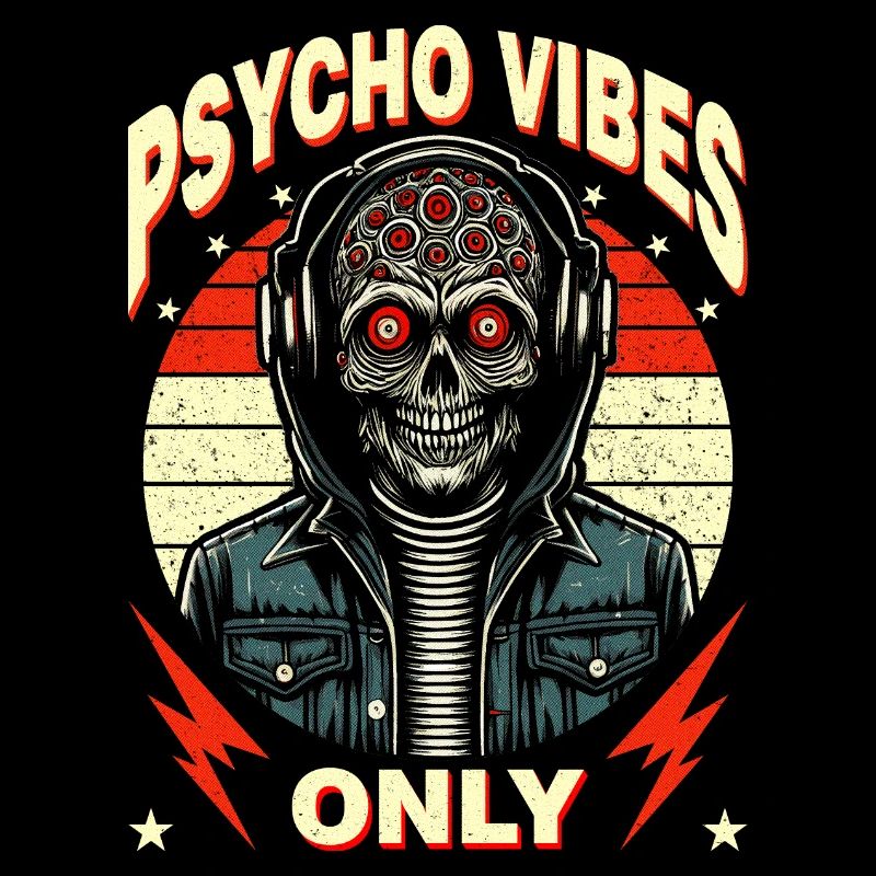 Wild Mutant Skull Design Psycho Vibes Only"