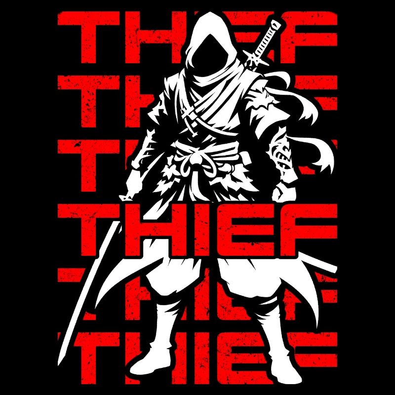 JRPG Thief Charakter Schwarz, Rot, Weiß Stealth
