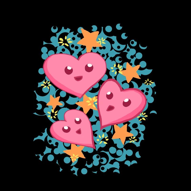 Trois petits cœurs dans le style de la bande dessinée
