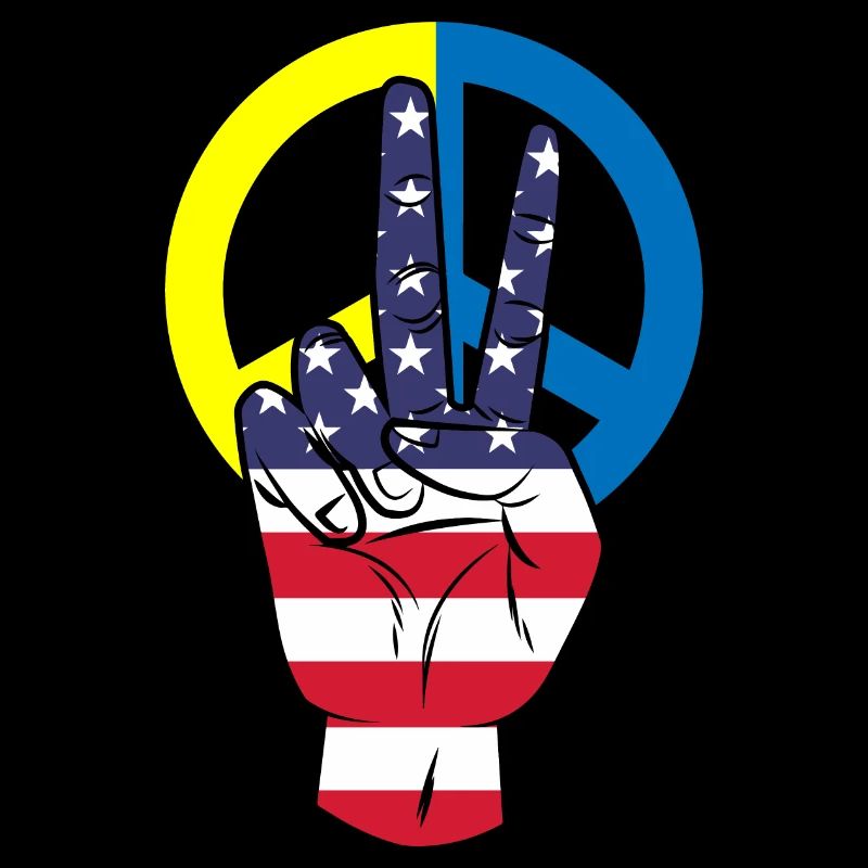 Drapeau de l’Amérique Signe de paix Drapeau de l’Ukraine