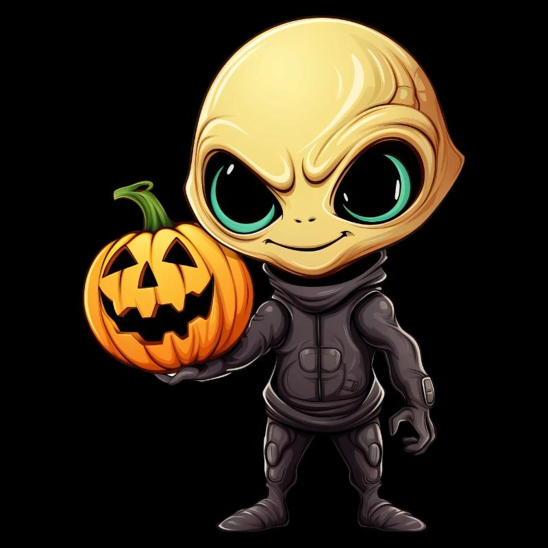 Halloween Alien mit Kürbis