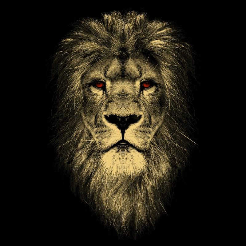 Cool lion with red eyes - Strength Courage Pride