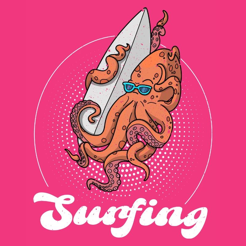 Surfboard Octopus Surfing Ocean Summer Vacation