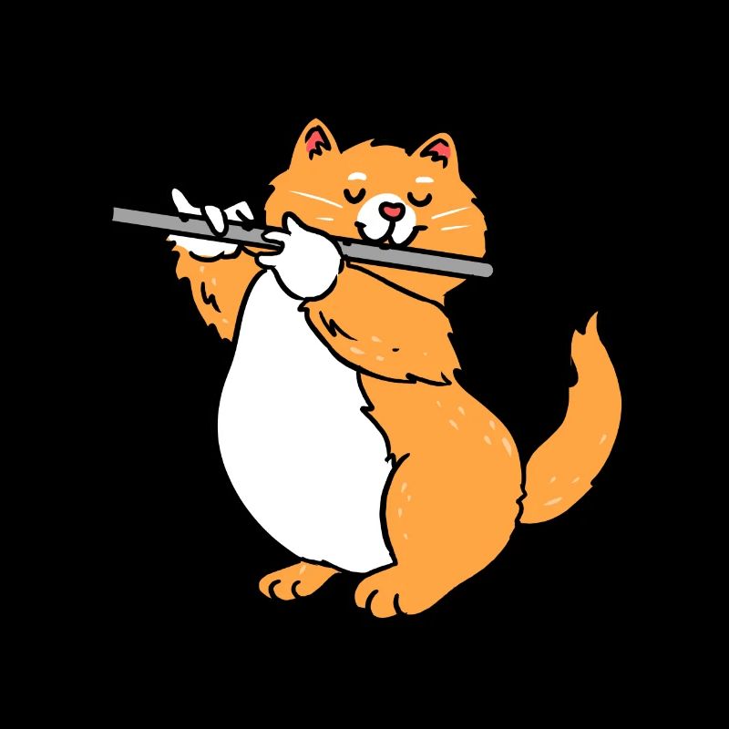 Chat joue de la flûte