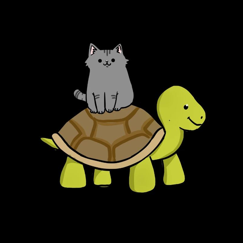 Cat rides turtle cat lover