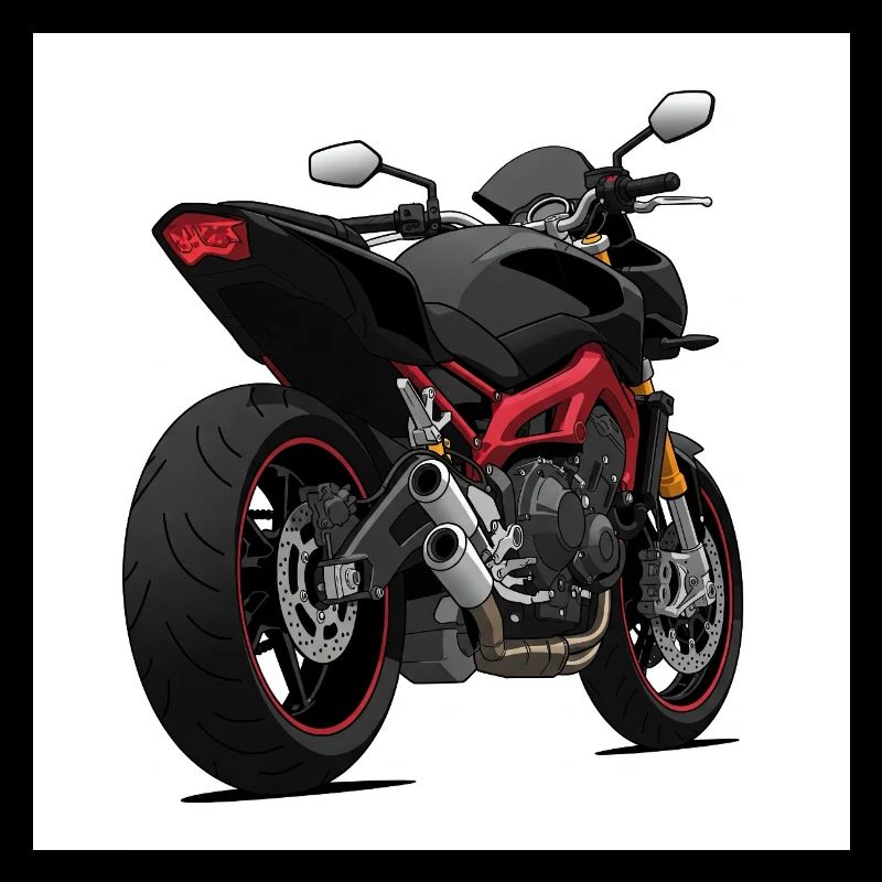 Black Motorcycle Design - Sporty