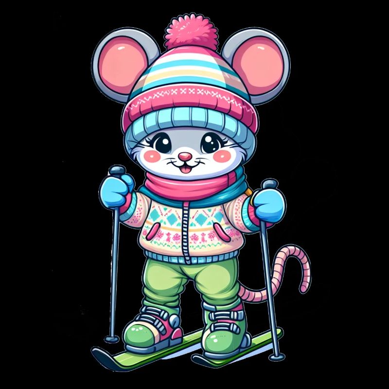 Cute Skier Mouse