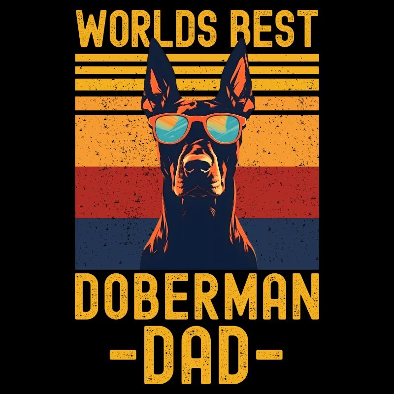 Doberman with sunglasses retro