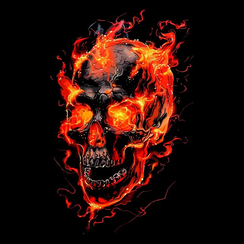 Skull Flames Skull Fire Skeleton Biker