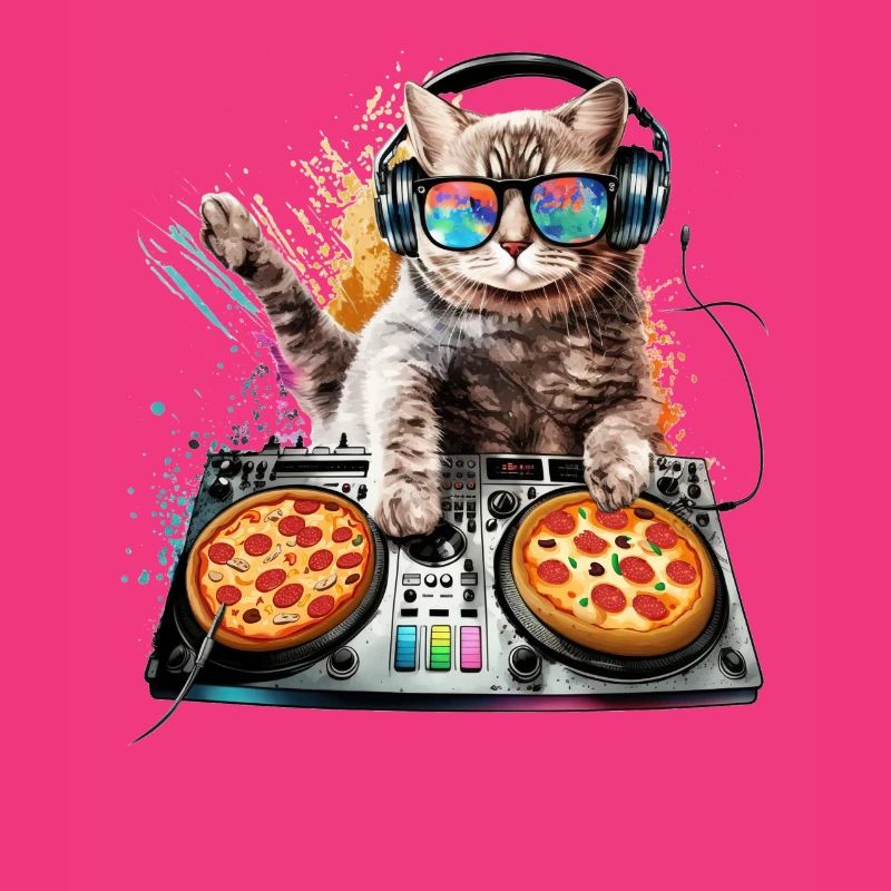 Outer Space Cat Pizza Disc Jockey - Interstellar