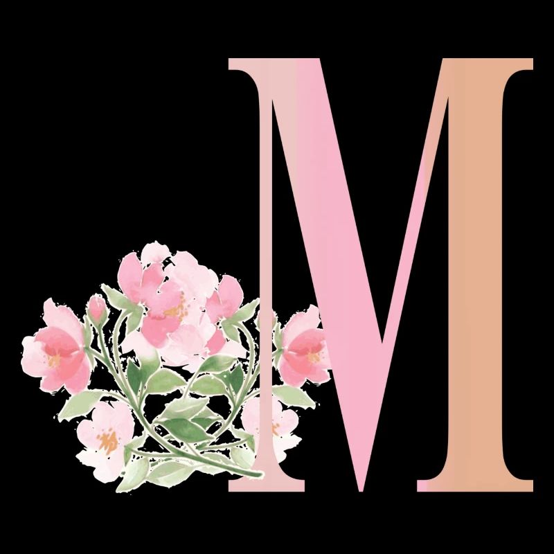 Buchstabe M mit Blumen