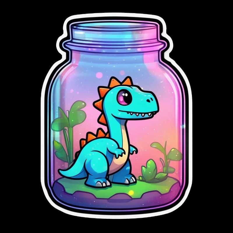 Dinosaurier in einem Cartoon-Glas
