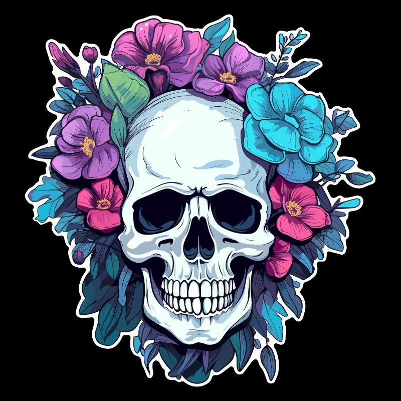 Menschlicher Schädel & Blumen 29