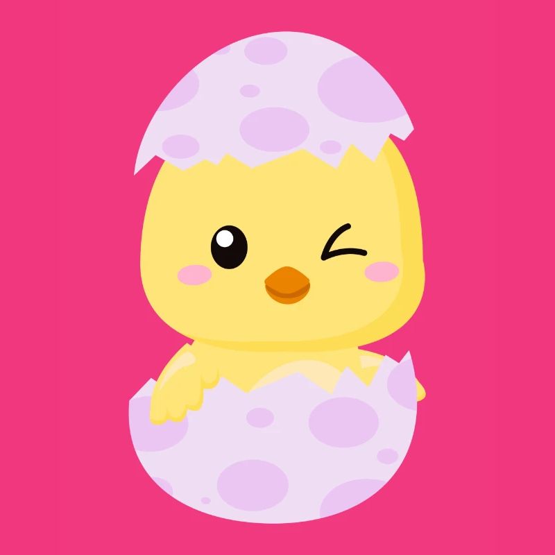 Cute little chick in an egg shell