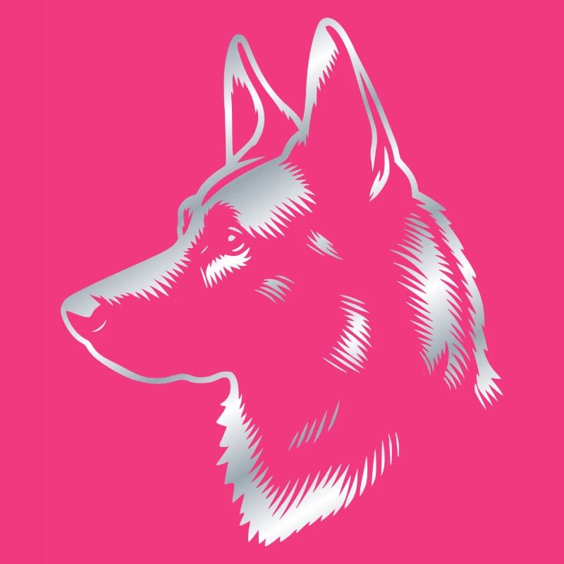 Malinois, dog head, silver drawing