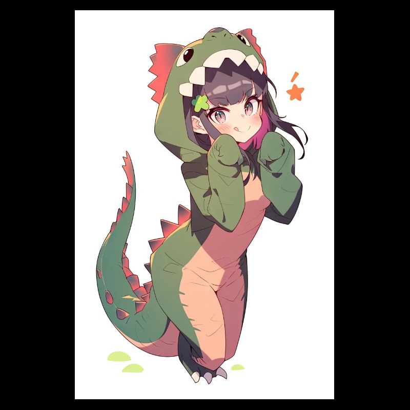 Dino Feline Temptation: Dessin sensuel d’un mignon