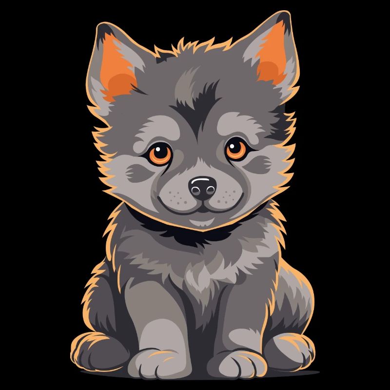 Sitzender niedlicher Wolfswelpe