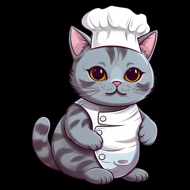 Cute Siamese Cat Chef Comic Design