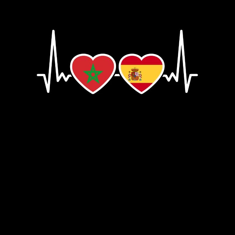 Morocco Spain Heartbeat Flag Moroccan