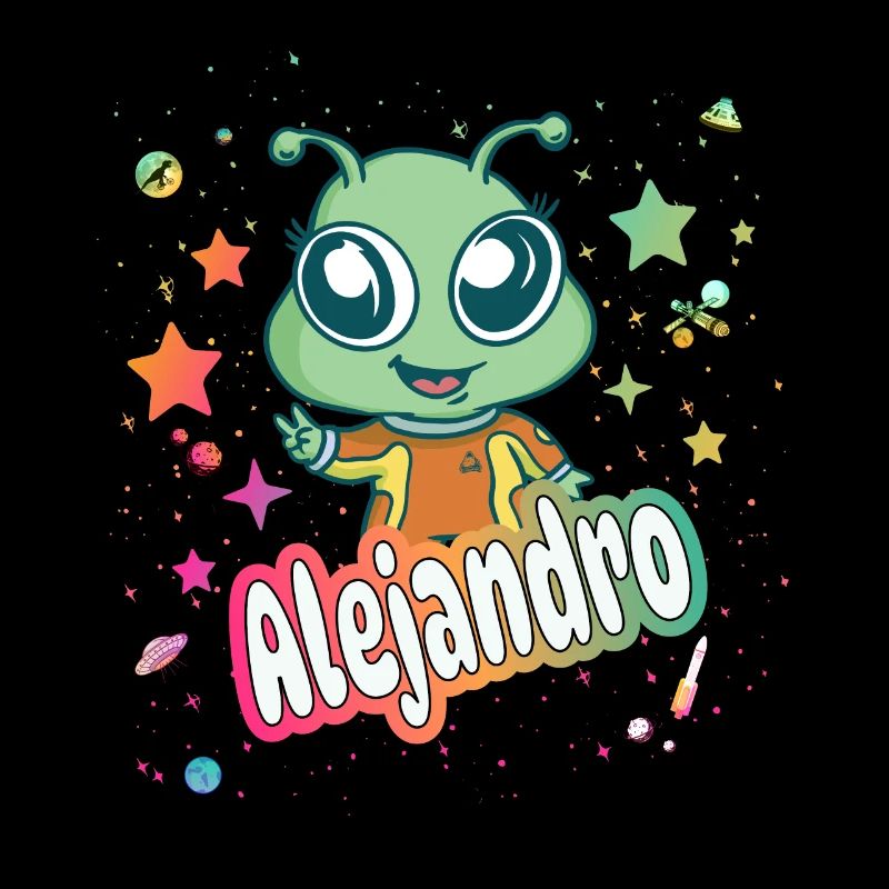 ALEJANDRO - Beau nom de garçon avec extraterrestre mignon