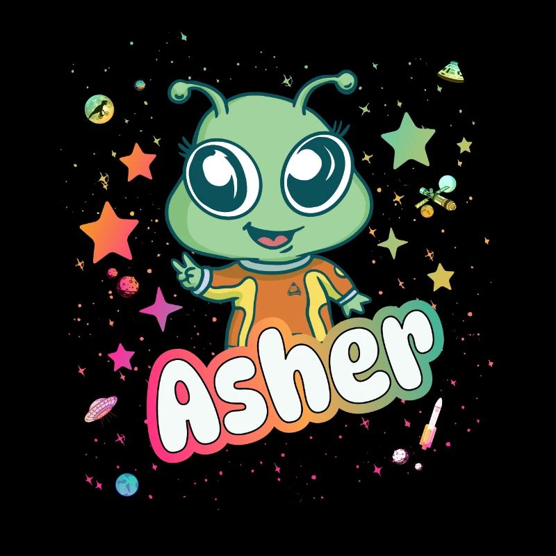 ASHER - Schöner Junge Name mit süßem Alien