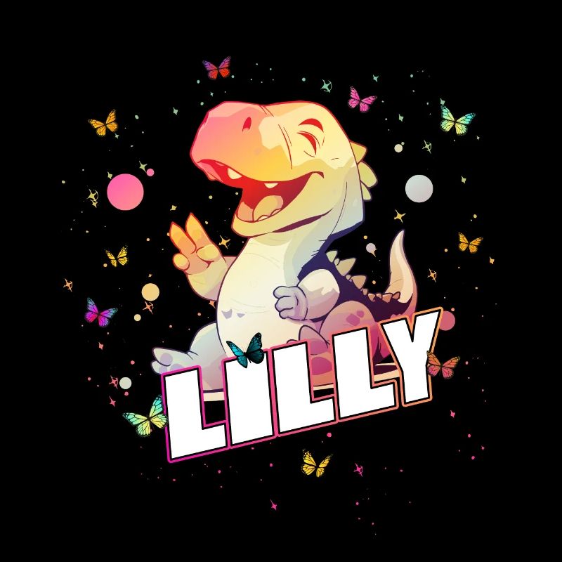 LILLY - Schöner MÄDCHEN Name mit süßem DINO T-REX
