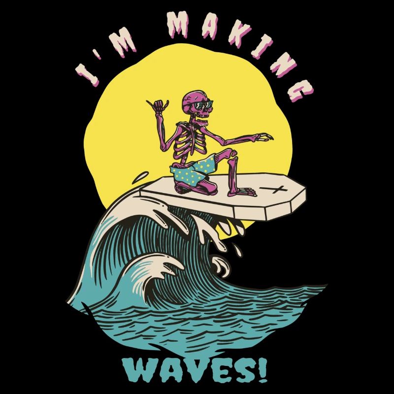 Je fais des vagues! Drôle de surfeur rétro