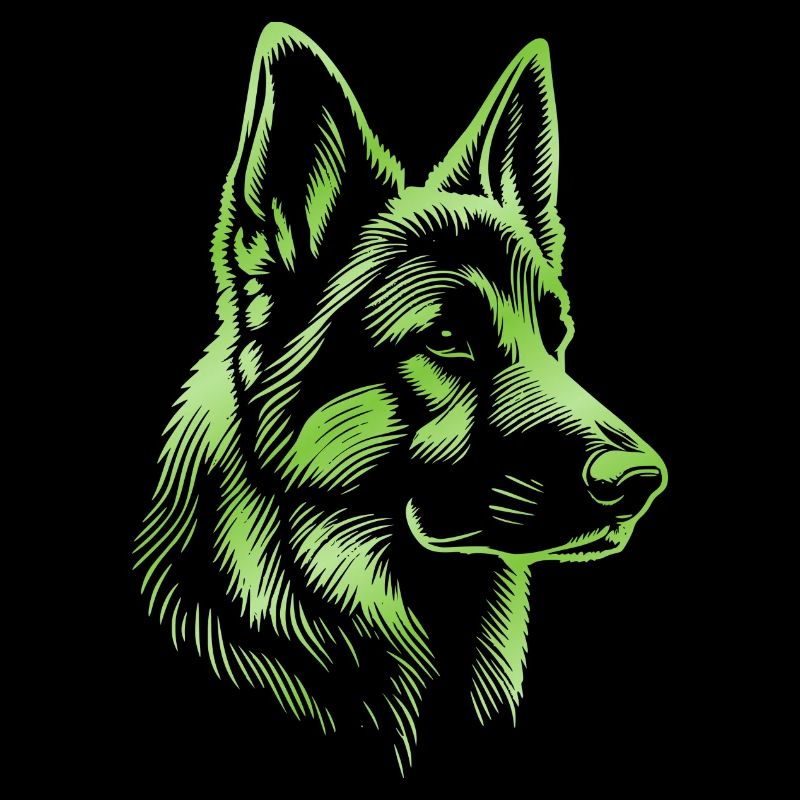 German Shepherd Head Green