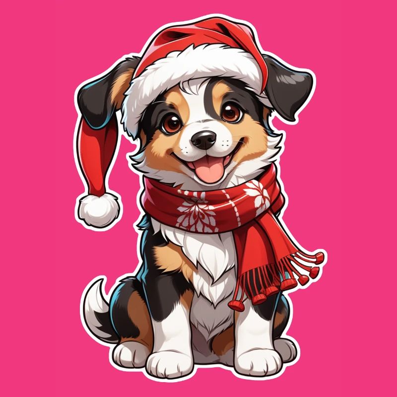 chien avec bonnet de noel