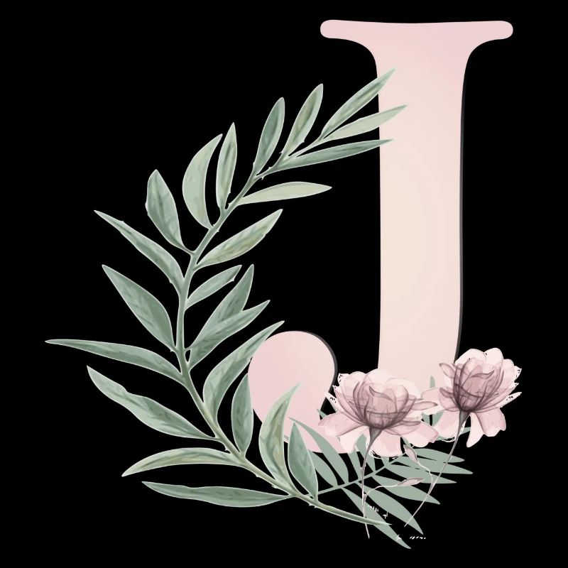Buchstabe J mit Blumen