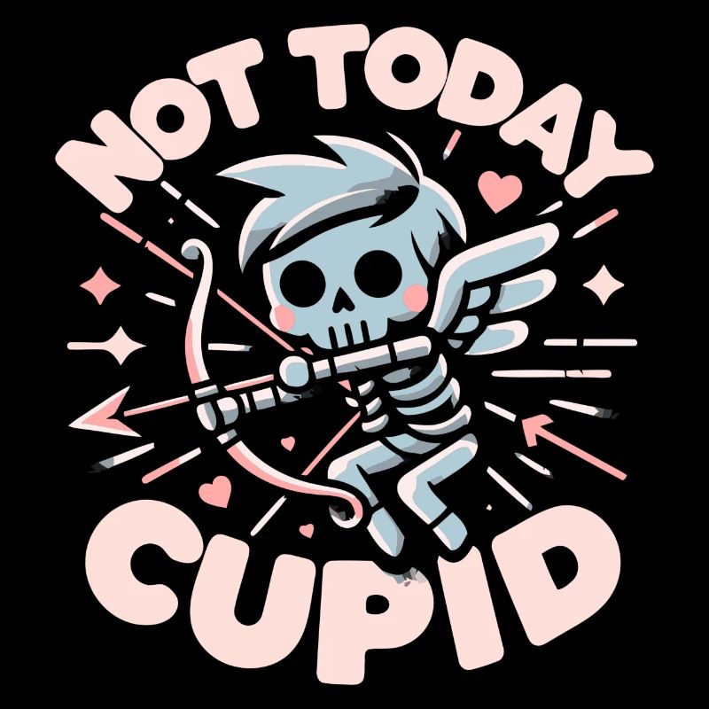 Not Today Cupid Valentine Pastel Punk Skeleton