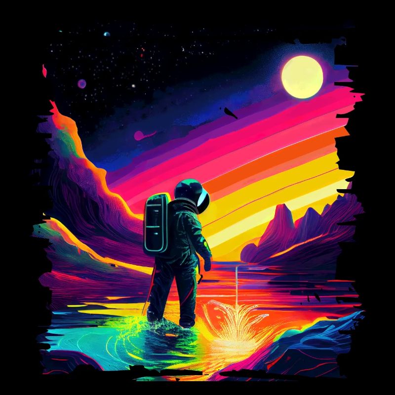 Outer Space Art Watercolor Dripping Spaceman