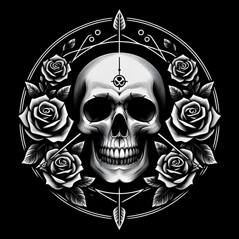Skull Roses Black/White Skull 💀