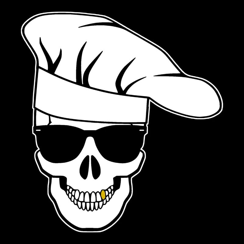 Crâne avec lunettes de soleil, toque de chef