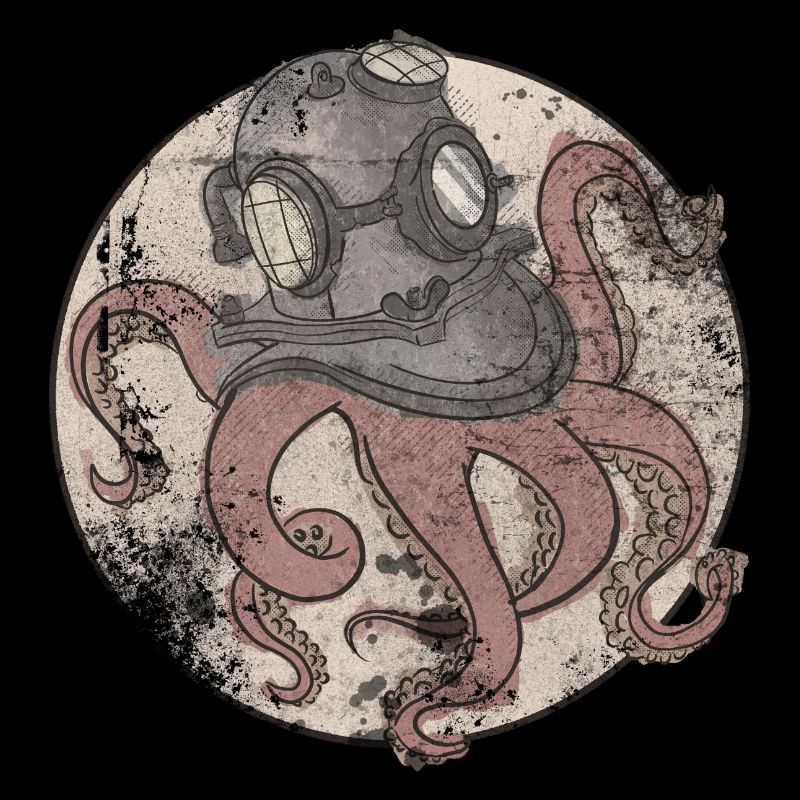 Octopus in diving helmet