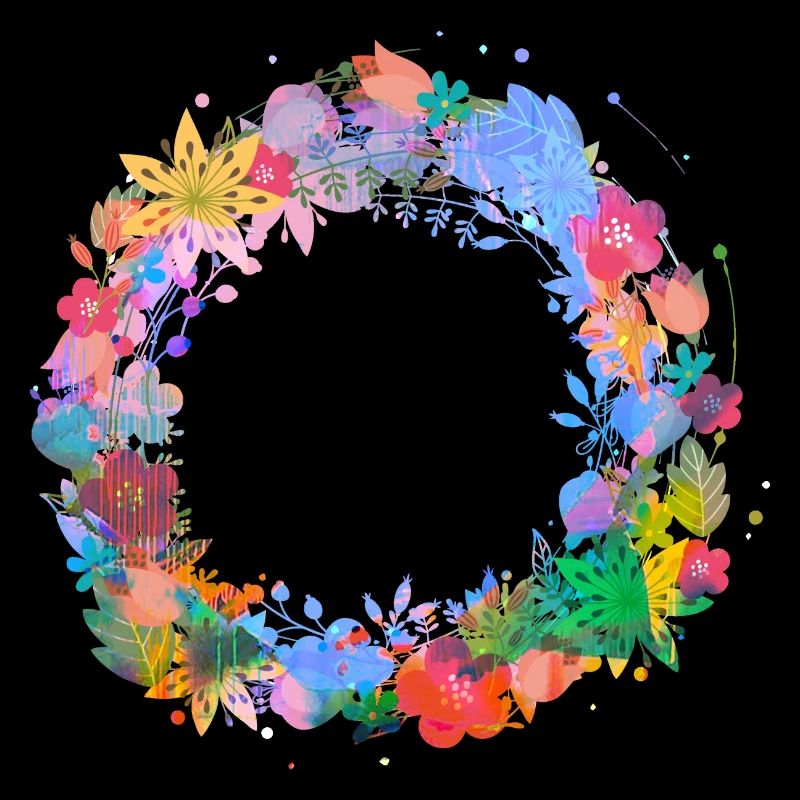 couronne de fleurs, vide, couronne, graffti, coloré, fleurs