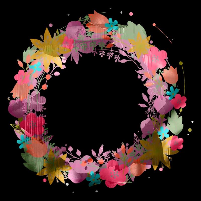 couronne de fleurs, vide, couronne, graffti, coloré, fleurs