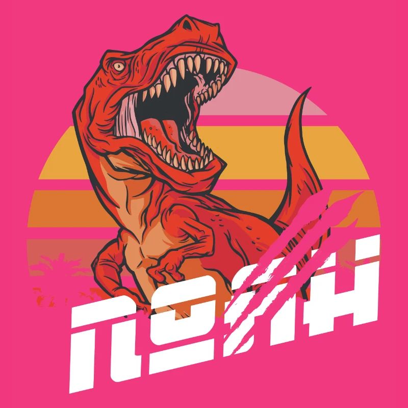 NOAH - Beautiful boy name with T-REX Dino