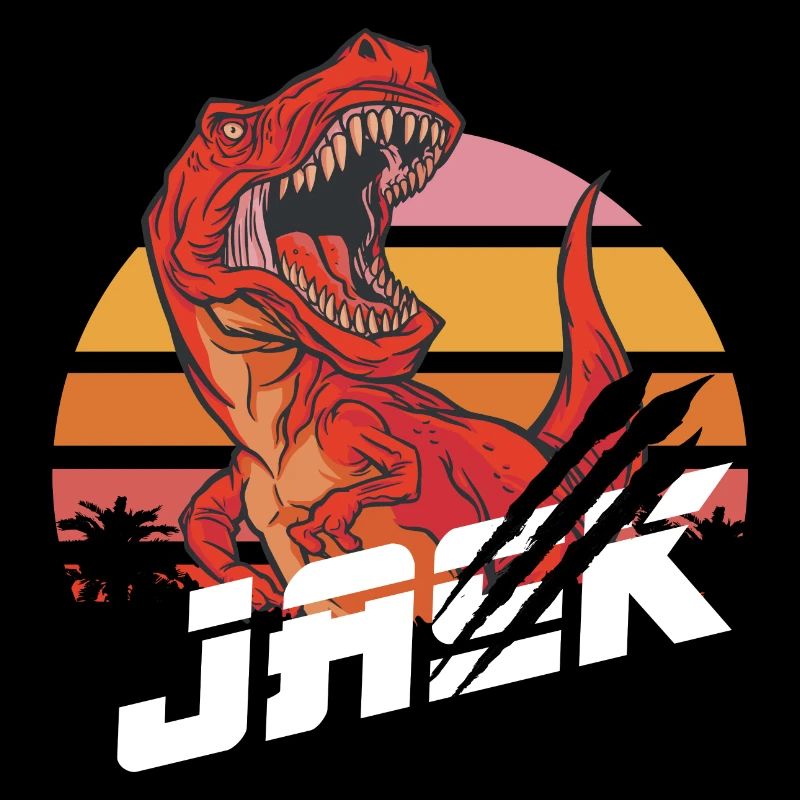 JACK - Beautiful boy name with T-REX Dino