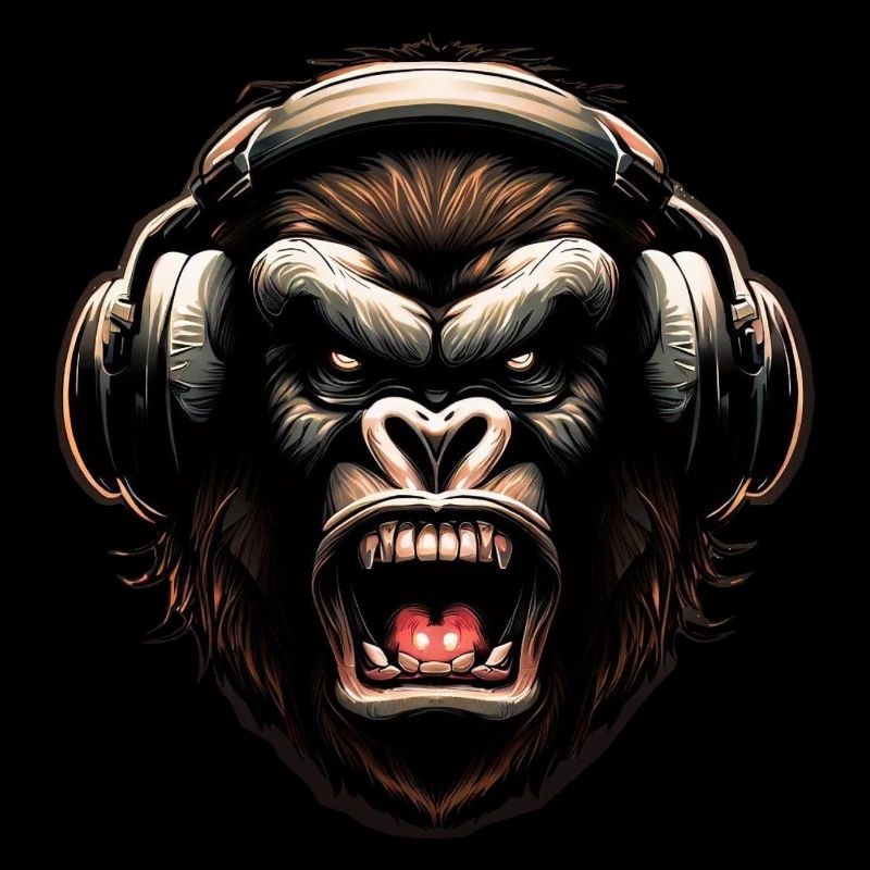 Gorilla Affe DJ mit Kopfhörern
