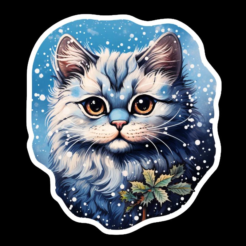 Chat dans les chutes de neige