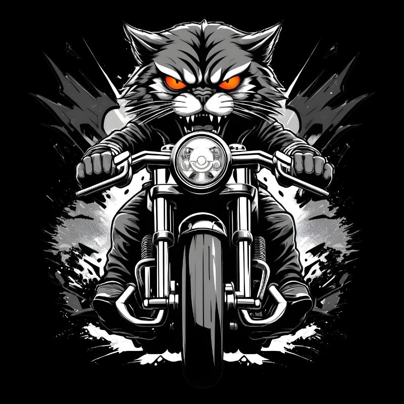 Angry Cat ride Motorcycle