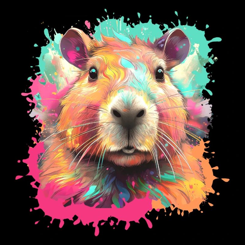 Capybara,illustration,graffiti,coloré, éclaboussures de couleur