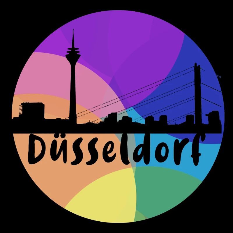 düsseldorf,skyline,kreis,bunt,regenbogen