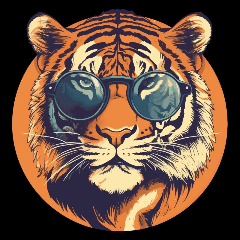 Tiger with sunglasses, cat, predator