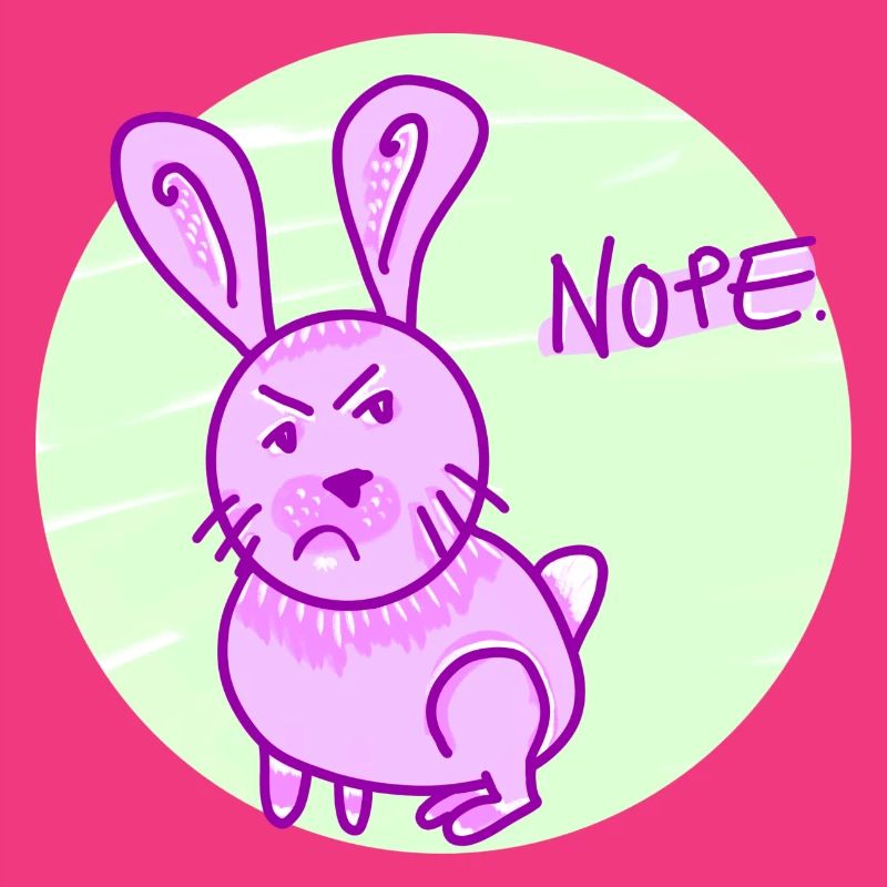 Nope. Rosa Kaninchen hat keinen Bock. Pinker Hase.