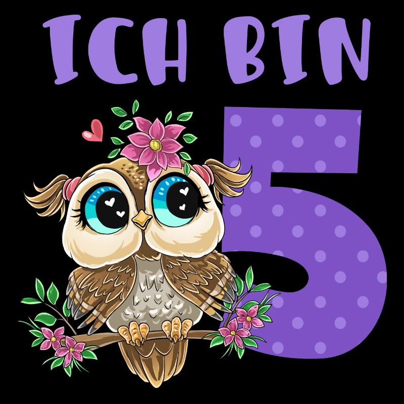 Ich Bin 5 Süße Eule Mit Blumen Mädchen Geburtstag